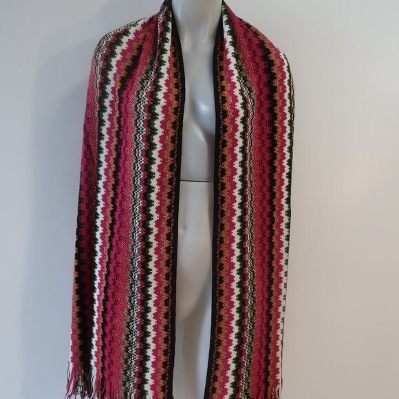 NWT Womens Missoni Multicolor Wool Blend Fringed Wrap Scarf Shawl OS - Picture 4 of 11